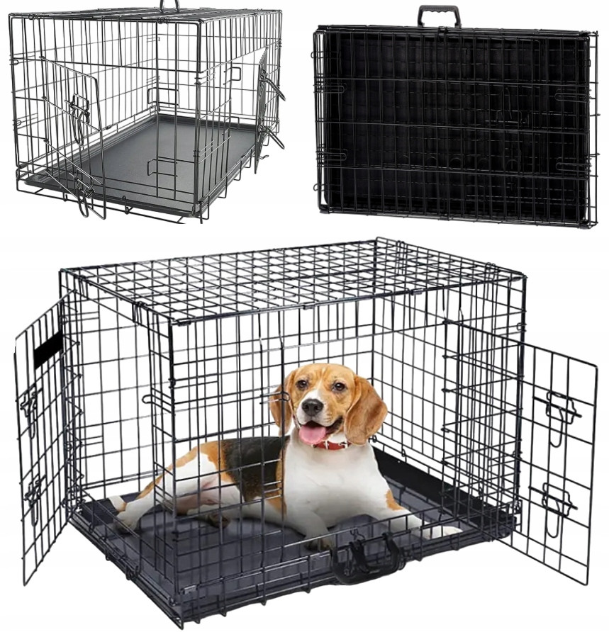 Klec pro psa kennelová kovová Kotec přepravka pro zvířata 64x43x48 S