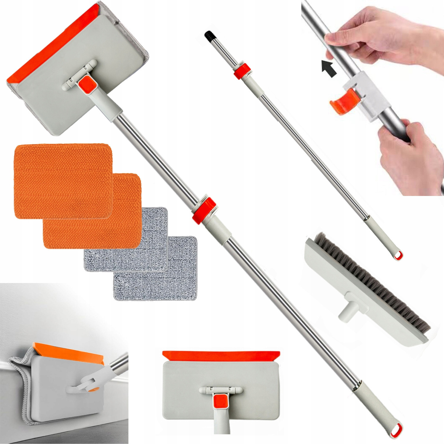 Mop Do Listwy Przypodłogowe Myjka Szyb Okien Szczotka Miotła Teleskopowya