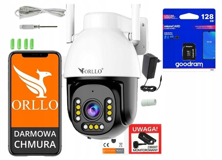 WiFi kamera Orllo Z9 Ultra Zewn 4MP 10XZoom 2.7K+KARTA 128+napájecí adaptér+BONUS