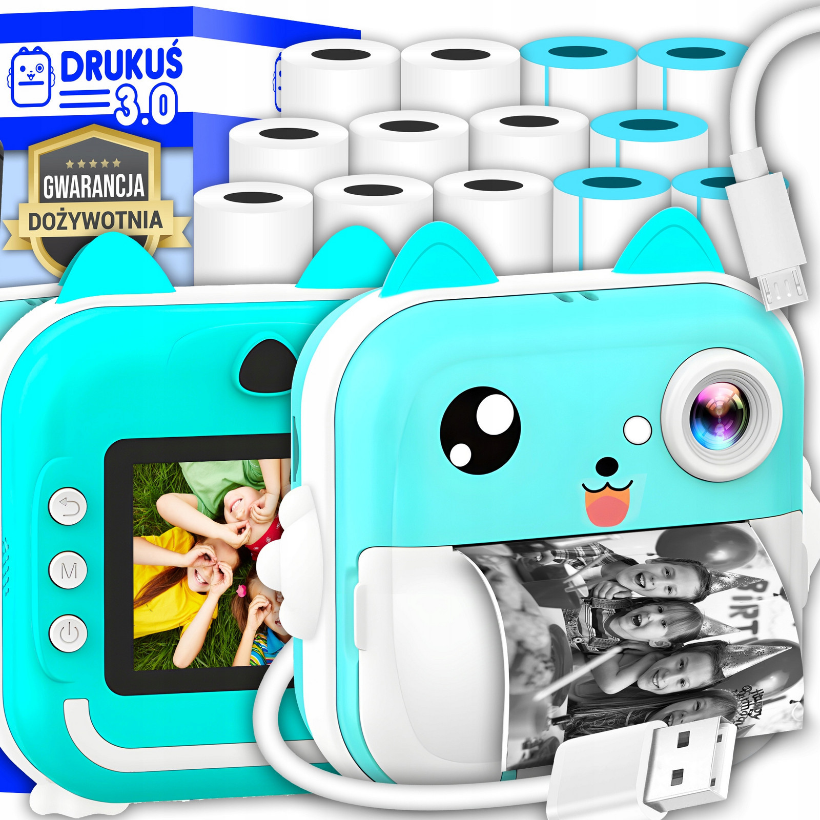 Tisk 3.0 Termotiskárna Fotoaparát Kamera Okamžitý Tisk +13 Rolí