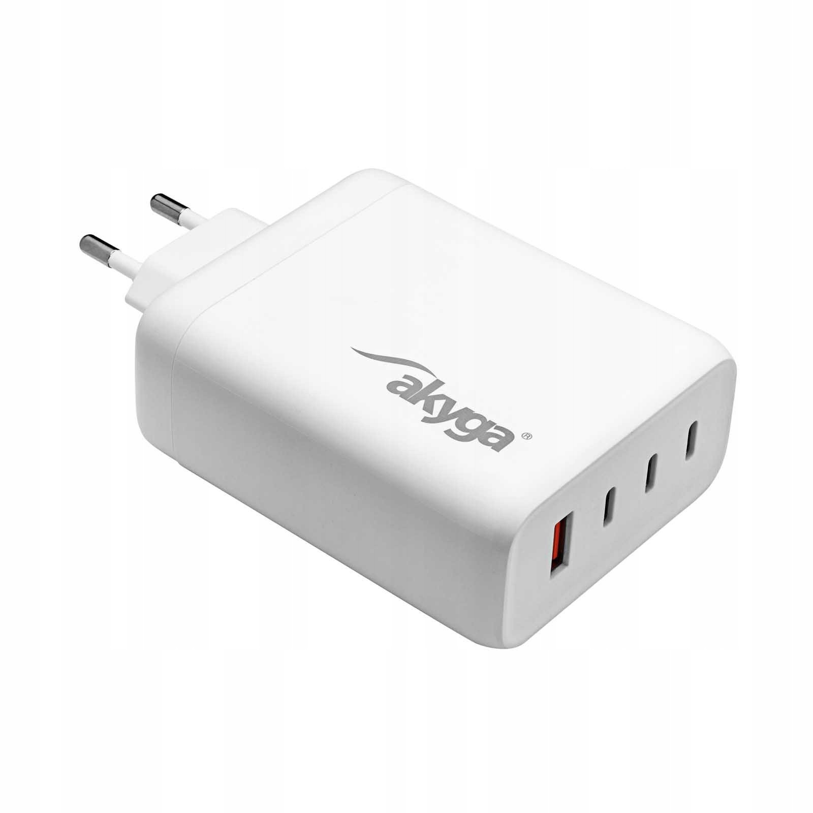 Rychlonabíječka do sítě 3x Usb-c Usb-a GaN Akyga Power Delivery 140W Pd