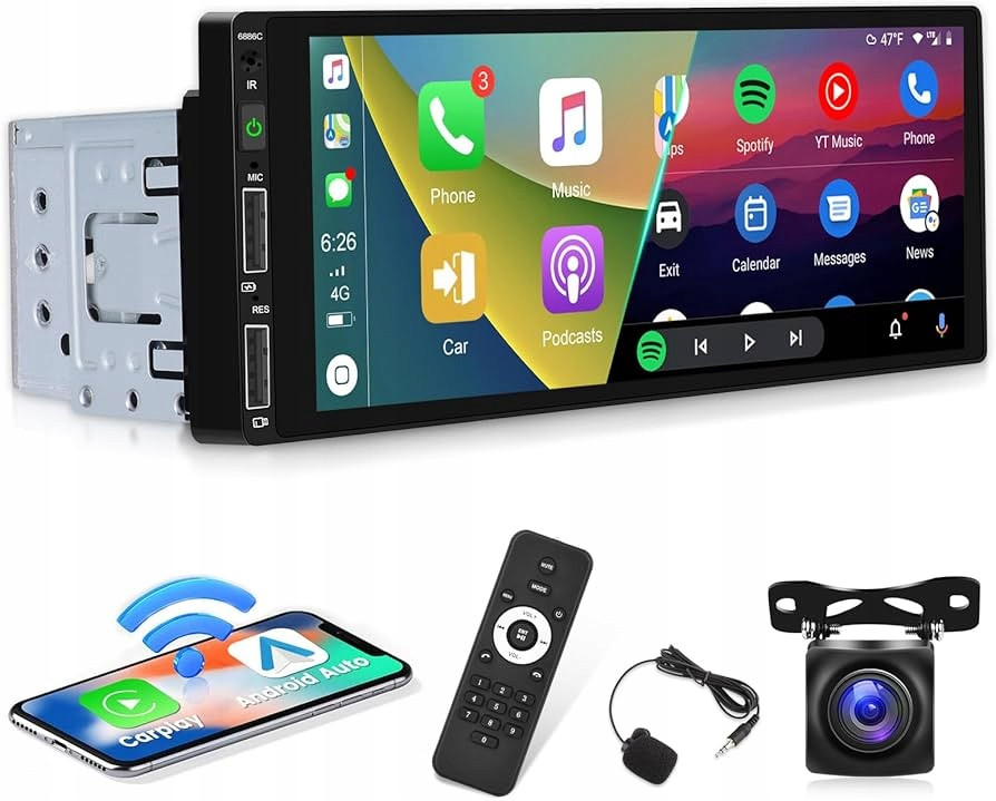 Autorádio Carplay velký displej 6.86'' Android auto 1-DIN 2519