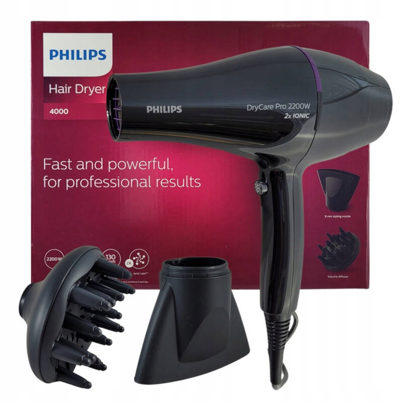 Vysoušeč Vlasů Philips Hair Dryer 4000 BHD274 Difuzér Koncentrátor