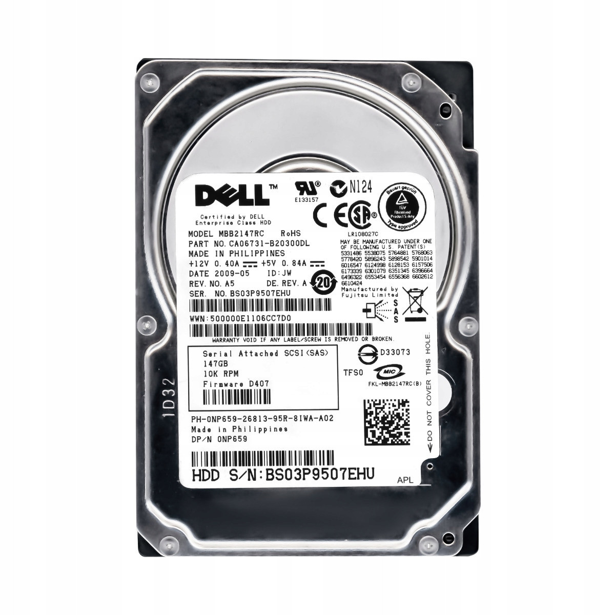 Dell 0NP659 147GB 10K 16MB Sas 2,5'' MBB2147RC