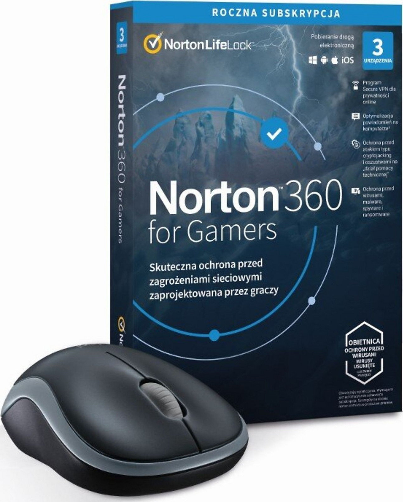 myš Logitech M185 Norton 360 For Gamers (3 zařízení/1rok)