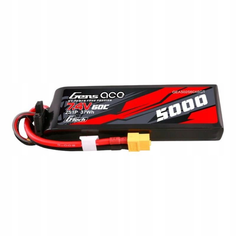 Gens Ace Výkonná Akumulátor Baterie Lipo 5000MAH 7.4V 60C 2S1P Konektor XT60