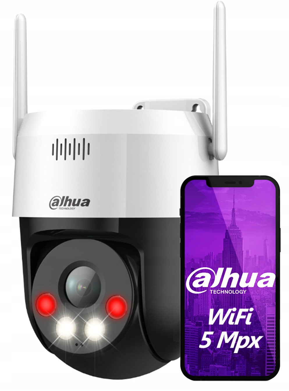 WiFi kamera Otočná Dahua 5Mpx Dual Light Ir/led odpuzovač sirén