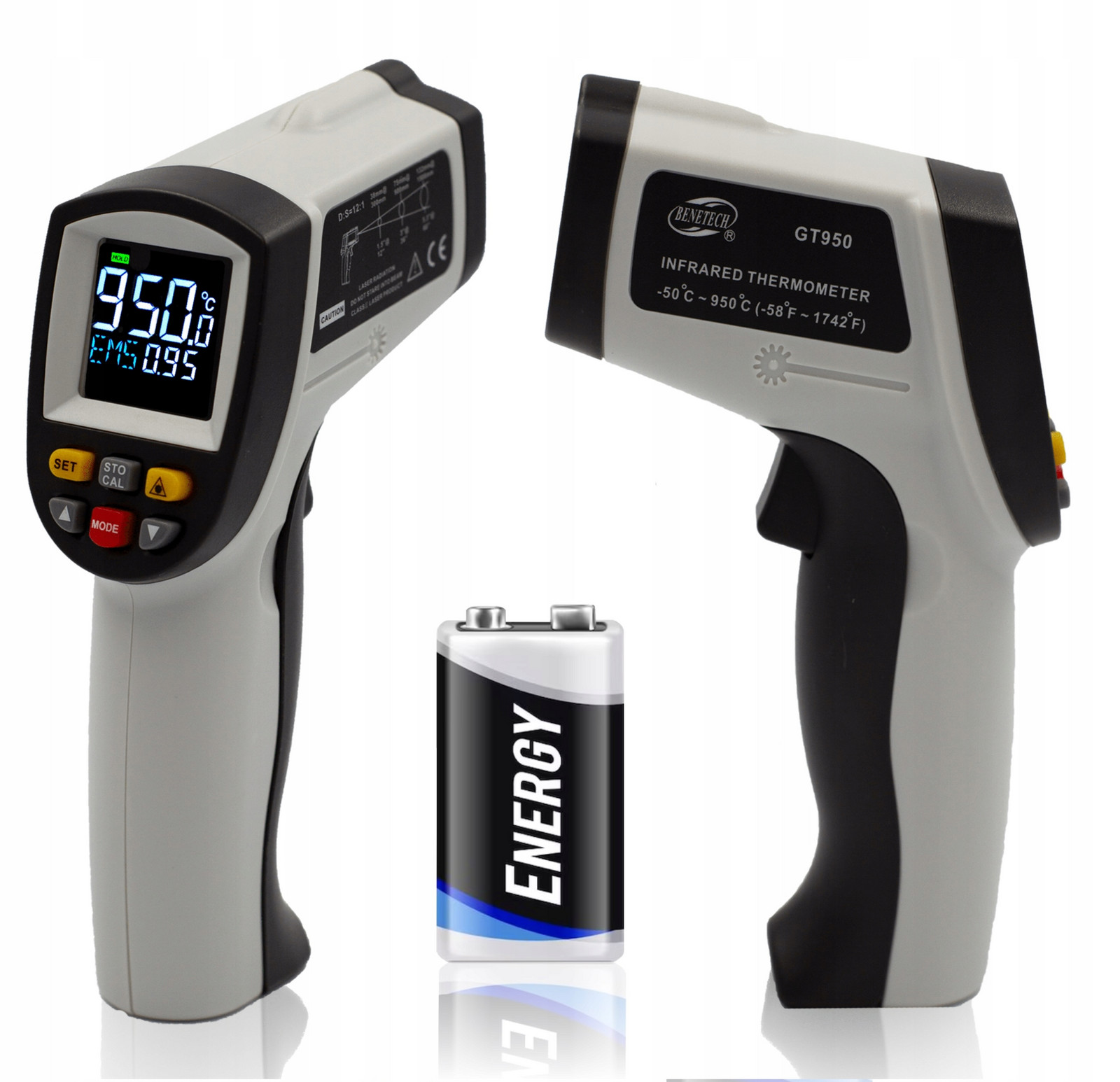 Pyrometr Laserový Teploměr Bezkontaktní Měřič Teploty -50 +950 st.C