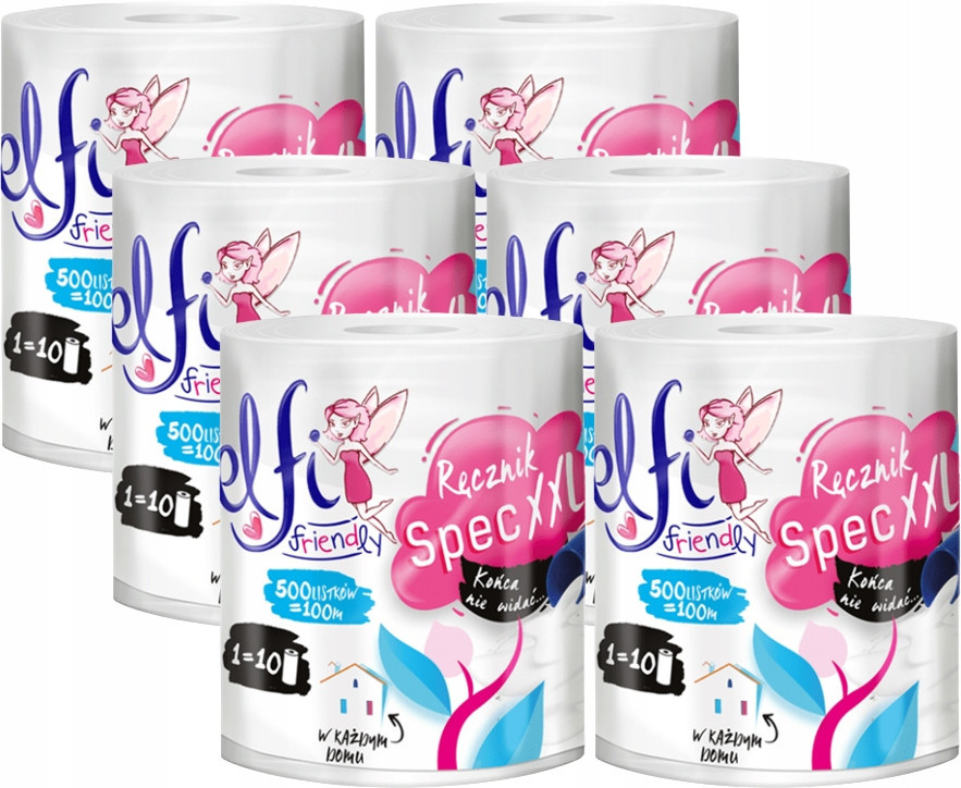 Elfi Kuchyňský Papírový Ručník 2VRSTVY 6x500 3000 Listů Velmi Účinný