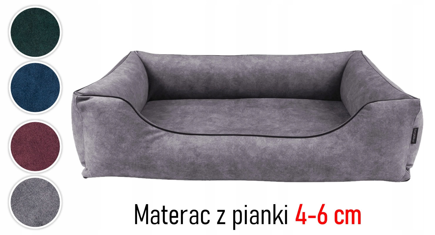 Velurový pelíšek pelíšek pro psa 65x50 pěna 4cm rozebíratelná šedá/černá