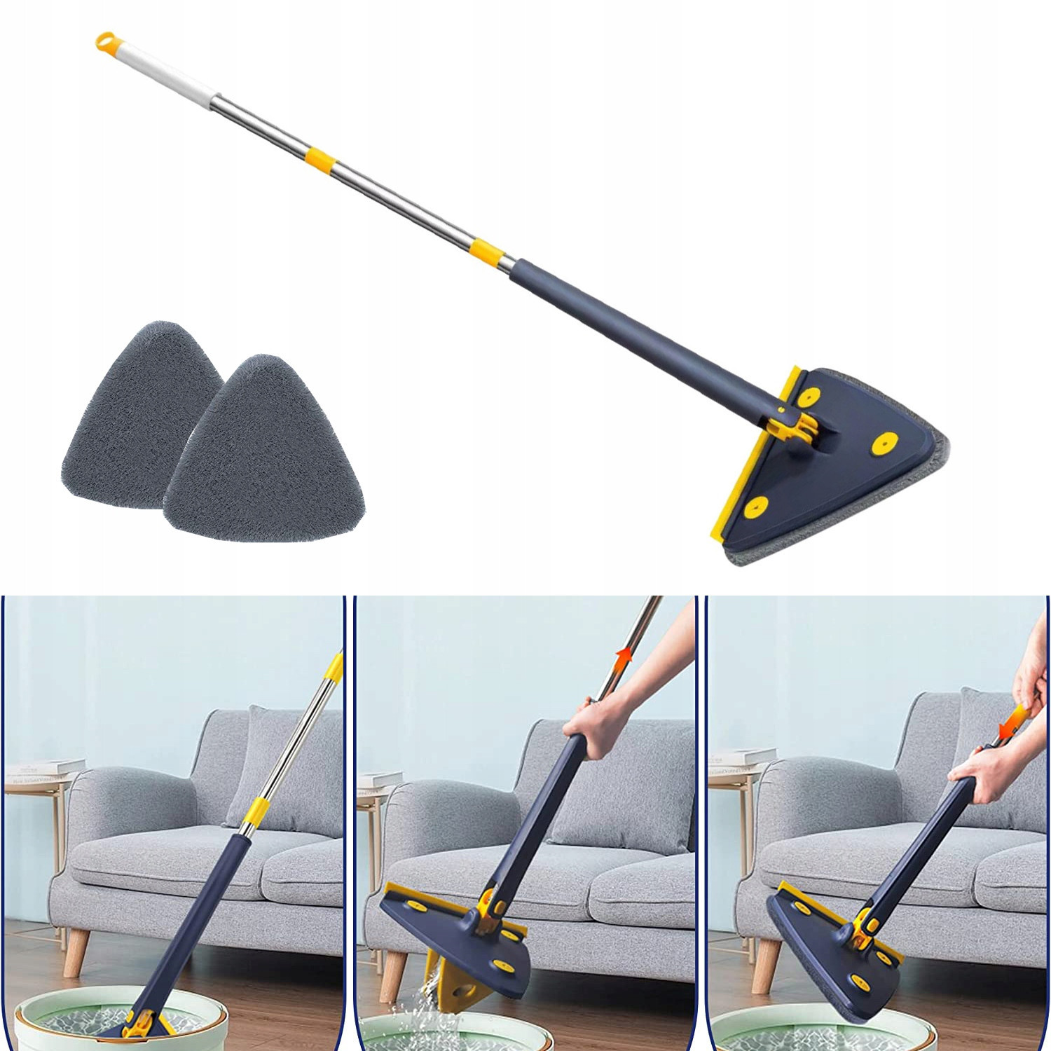 Trojhranný Mop Na Sklo 360 Otočný 127CM Pro Okna