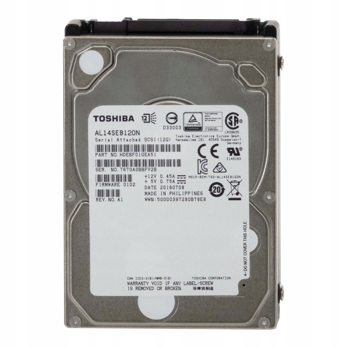 Toshiba 1.2TB 10K 128MB SAS-3 2.5