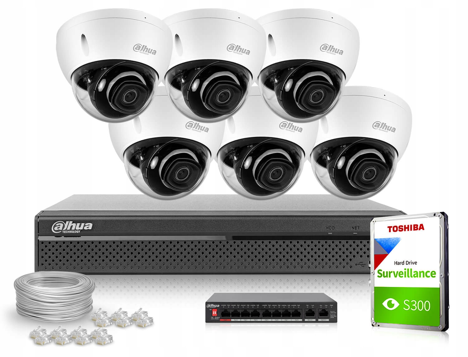 Monitorovací sada 6x IPC-HDBW2841E-S-0280B 1x NVR2104-4KS3 Dahua