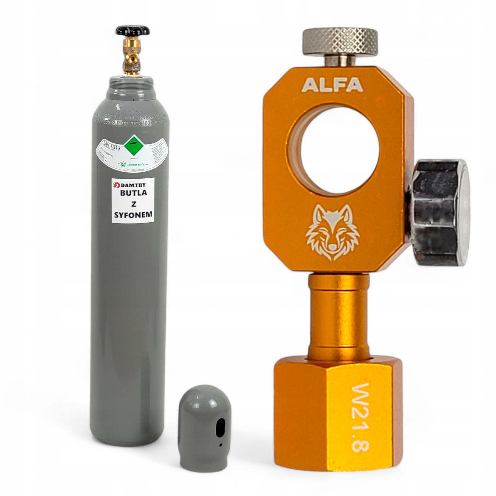 Lahev CO2 8l a píštěl Adaptér ALFA10 Pro Náboje Sodastream Quick Connect