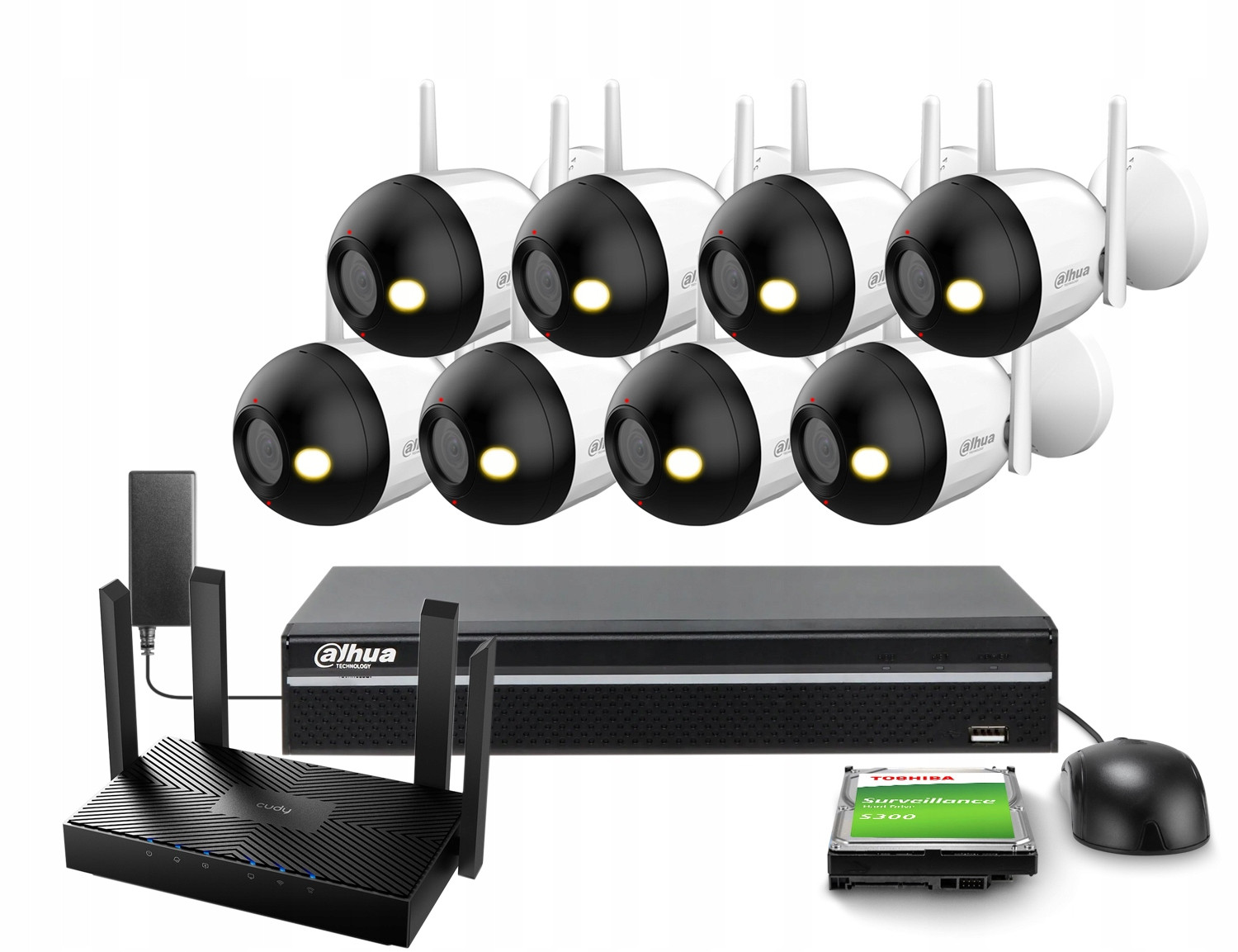 Wi-Fi monitorovací sada 8x F4C-PV 4MPx Ir 30m Aplikace Detekce Dahua