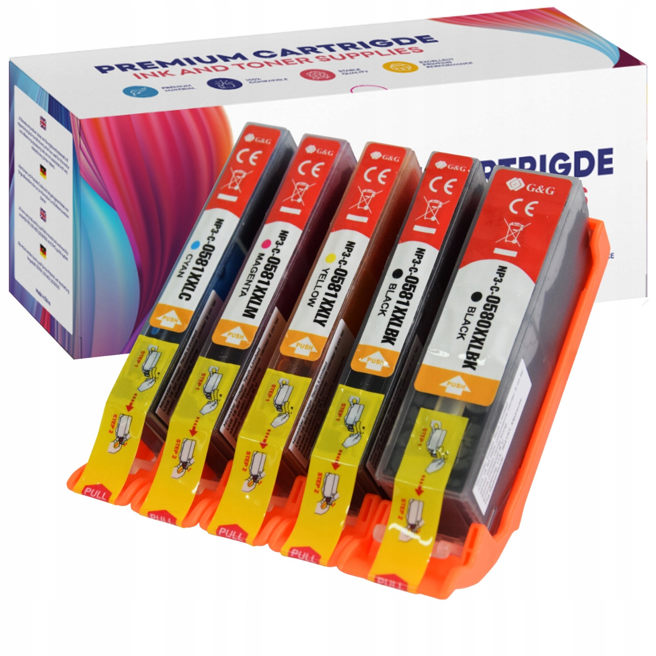 5x Inkoust pro Canon C580XL C581XL Premium TS8350 6200 8300 9150 9550 8240 8350