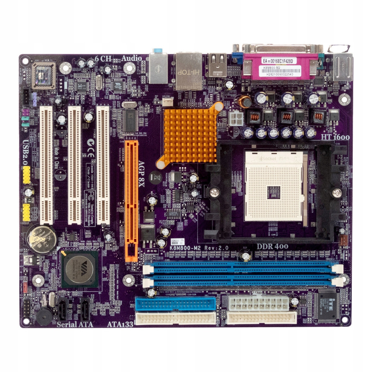 Ecs K8M800-M2 REV:2.0 Socket 754 Ddr Agp Pci mATX