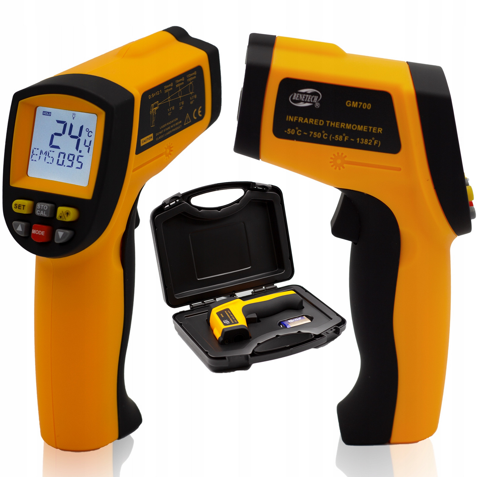 Pyrometr Laserový Teploměr Bezkontaktní Měřič Teploty -50 +750 st.C