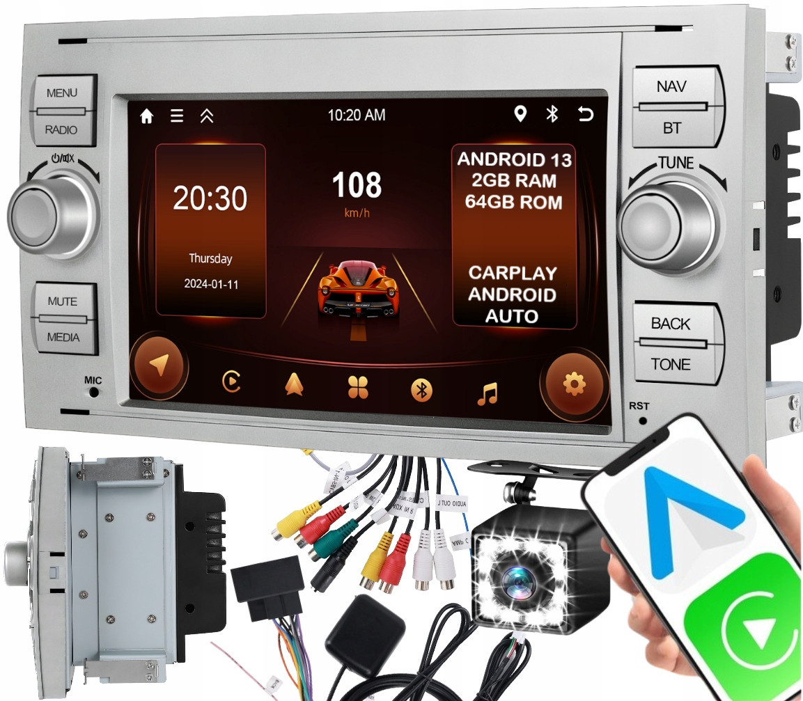 Android Ford Kuga S-max C-max Carplay Usb Rds Gps Wifi Bt