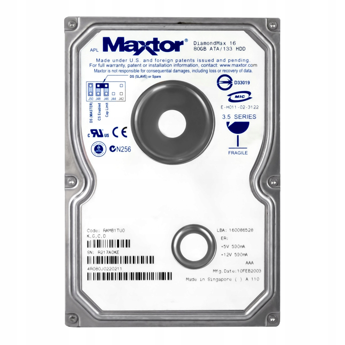 Maxtor DiamondMax 16 80GB 5.4K 2MB Ata 3.5'' 4R080J0