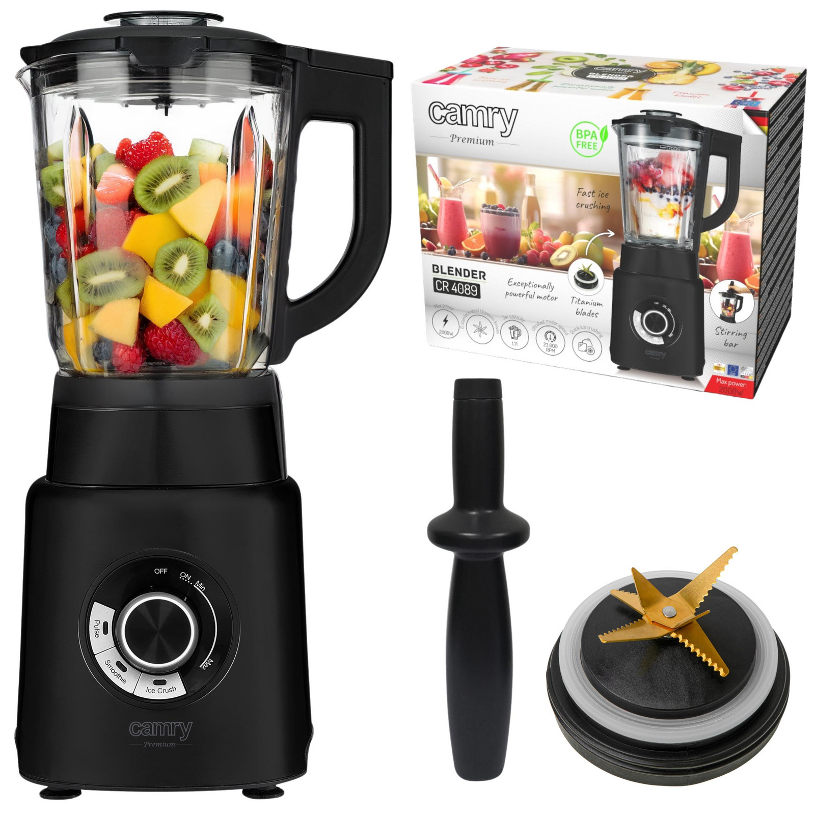 Kalichový mixér na koktejly 2000W 3 Programy Drtí Led Smoothie Bpafree