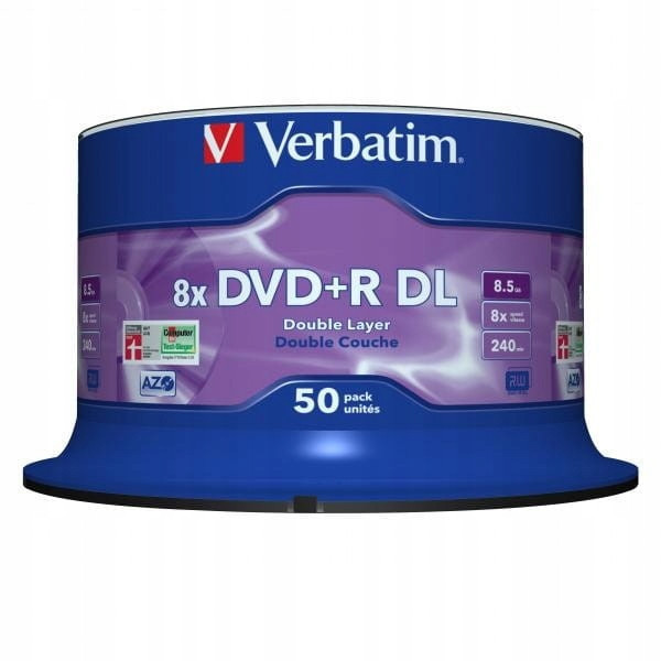 Disky Verbatim Dvd+r DL Double Layer Matt Silver 8.5GB 8x cake 50 Ks.