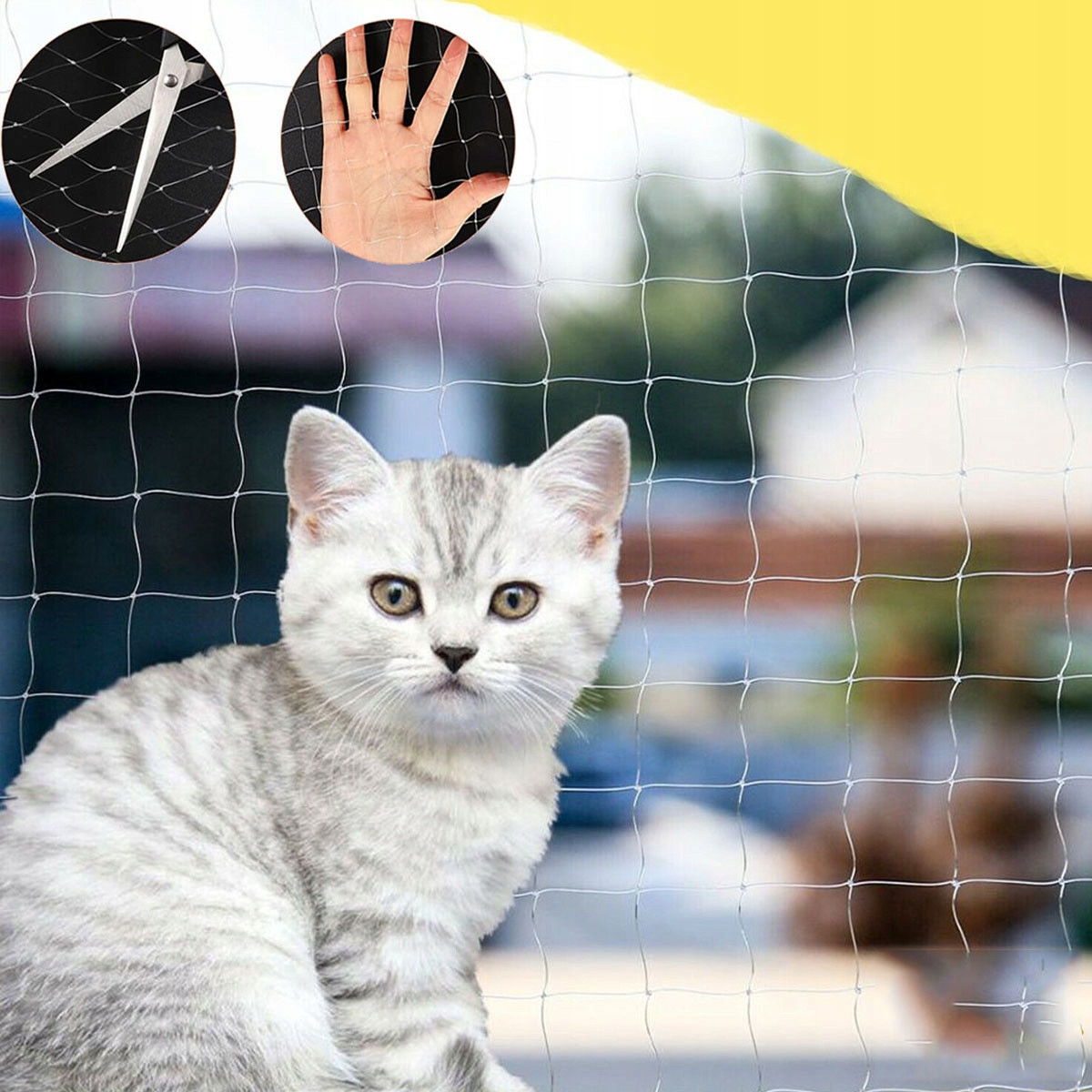 Set Síťka Na Balkon S Prémiovým Drátkem Pro Kočky Bez Vrtání 8X3M