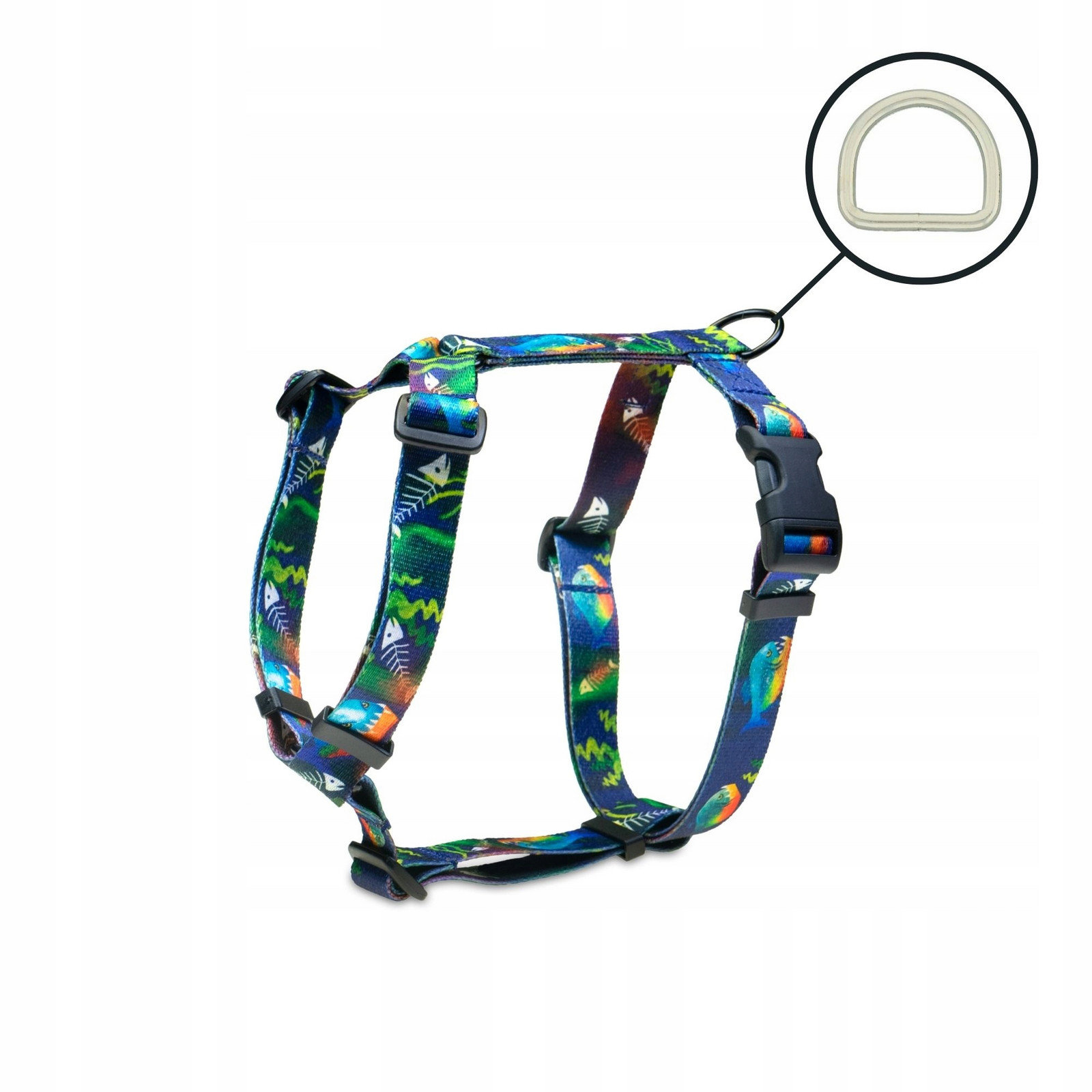 Postroj guard vycházkový pro velkého psa barevné vzory piraně L XL