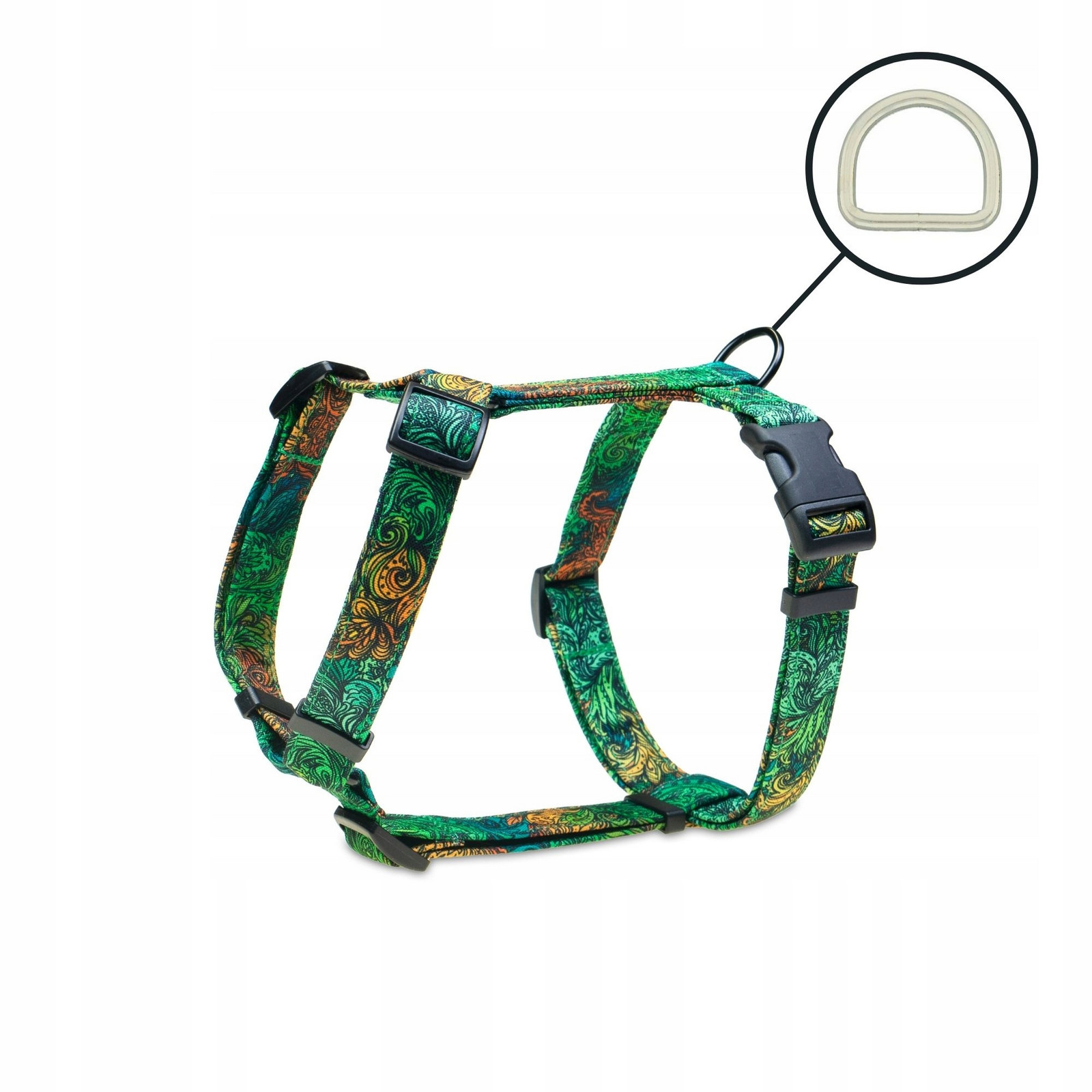 Postroj guard vycházkový pro malého psa barevné vzory zelené wavy grass S