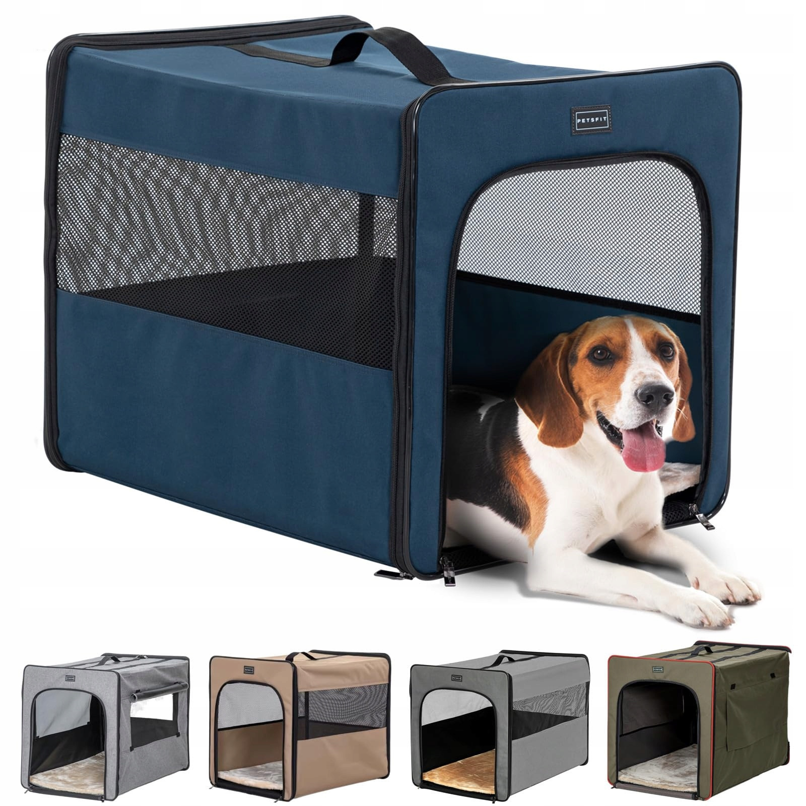 Petsfit Skládací Přepravka pro střední psy s polštářem 61x46x53.5cm