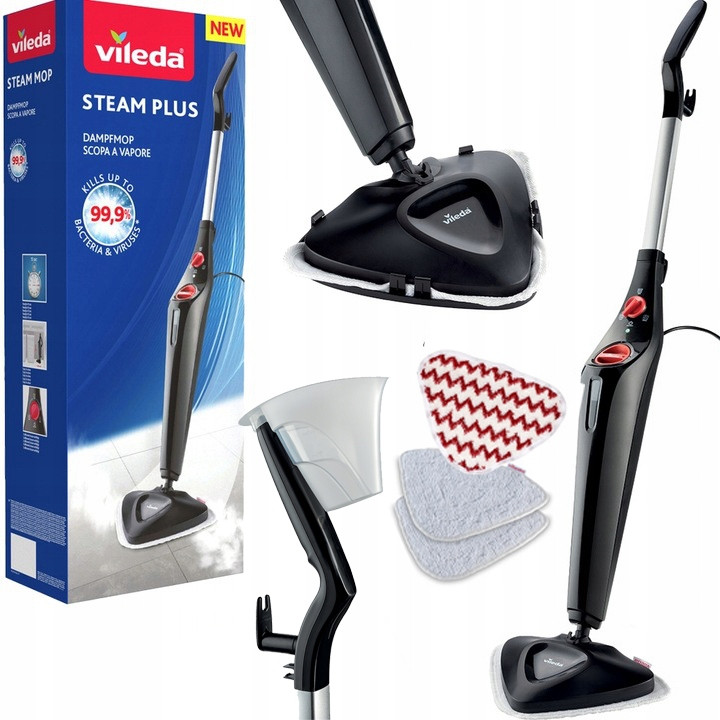 Parní mop Vileda Steam Plus Power Pad 3 Režimy Trojúhelníkový Set 3 Náplně