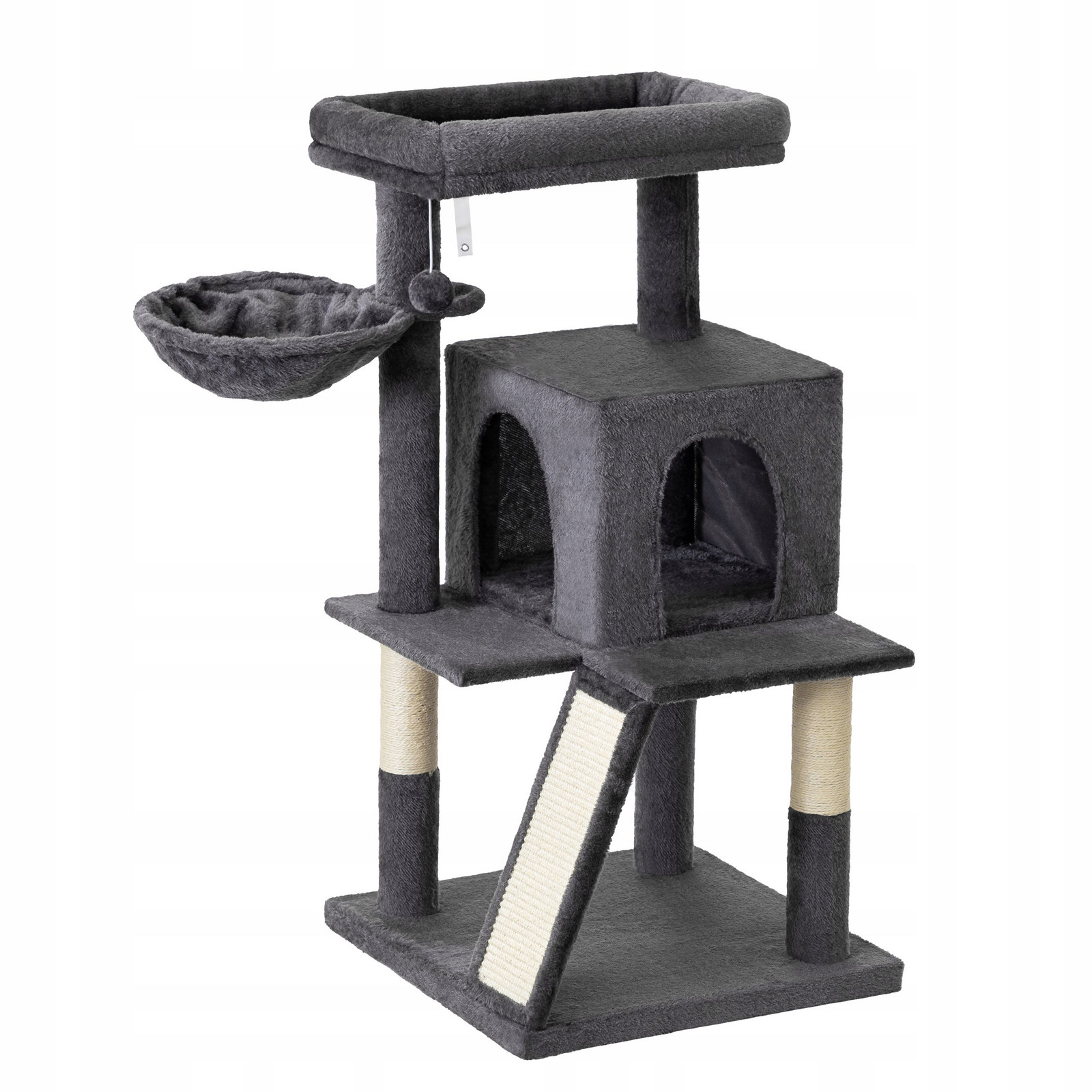 Velké škrabadlo pro kočky, domeček, věž pro kočky s pelíškem 95x50x50cm