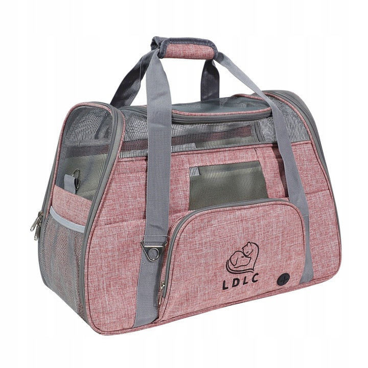 LDLC Přepravka Taška Pro Kočky Růžovo-šedá 50X35X23 CM Skládací