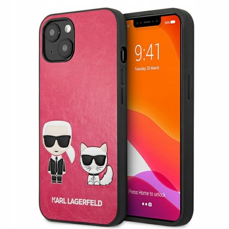 Karl Lagerfeld Pu Leather Karl & Choupette Embossed iPhone 13 Mini Pouzdro