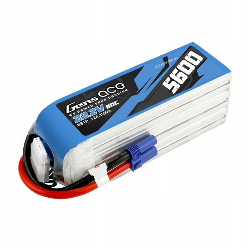 Gens Ace Výkonná Akumulátor Baterie Lipo 5600MAH 80C 22.2V 6S1P Konektor EC5