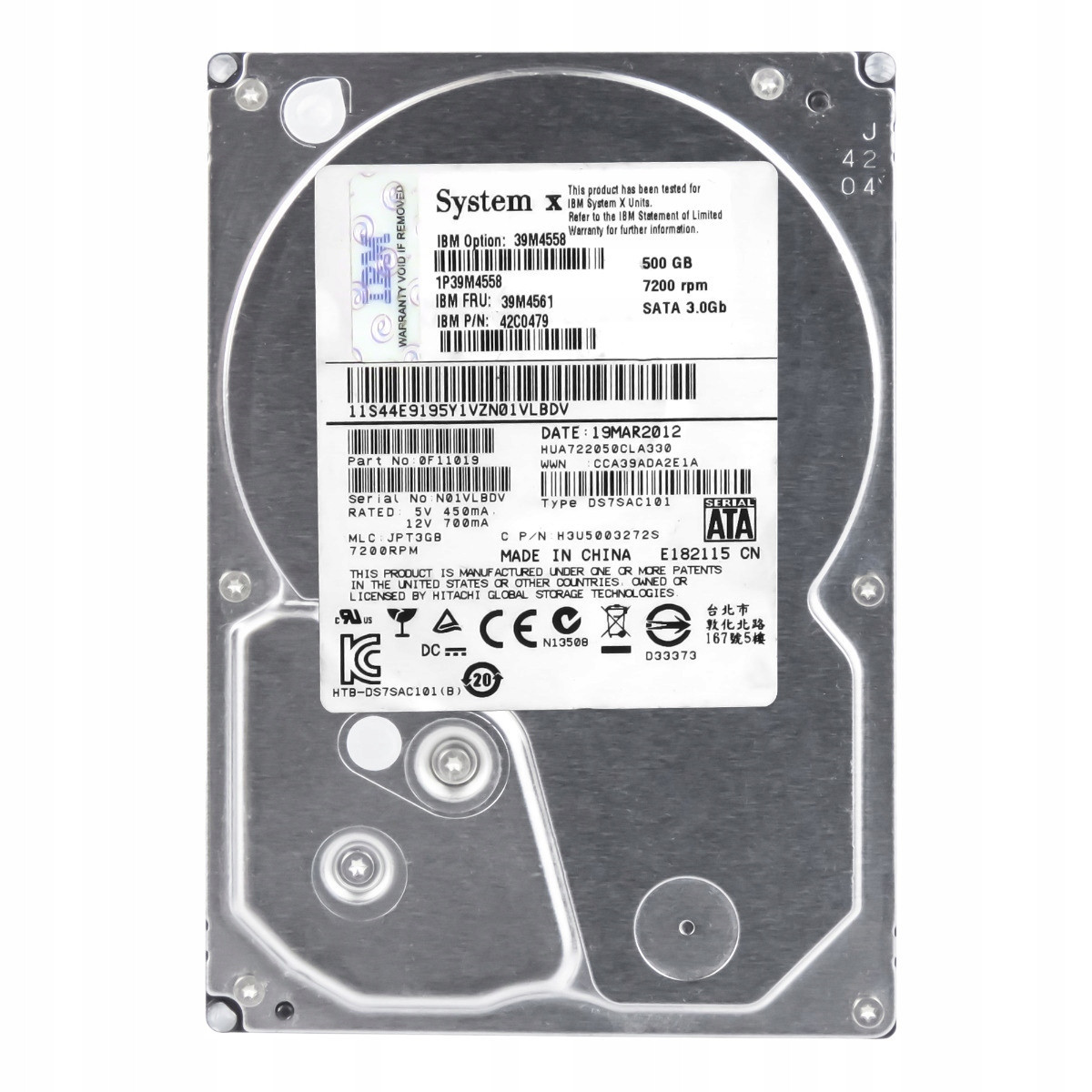 Ibm 39M4561 42C0479 500GB 7.2K 32MB Sata II 3.5'' HUA721050KLA330