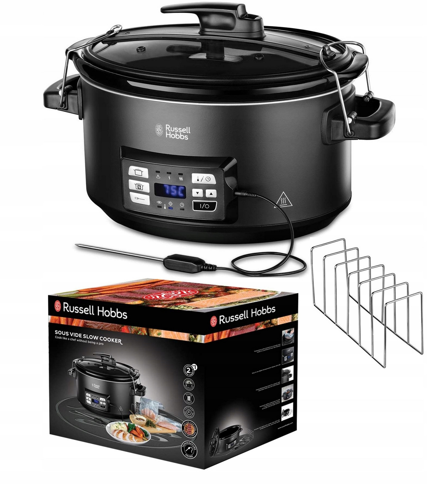 Pomalý hrnec s teploměrem Multicooker 6,5L Slow Cooker Sousvide Russell