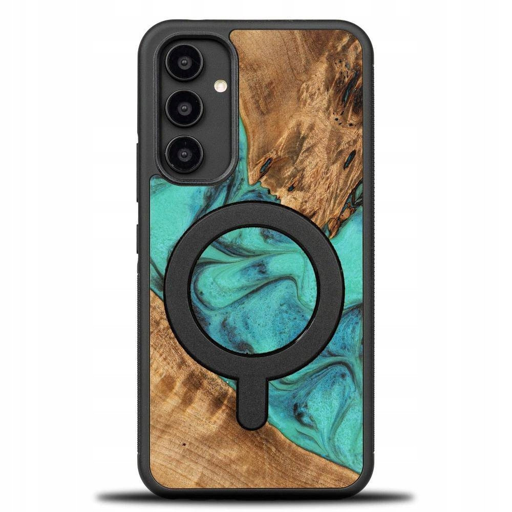 Pouzdro Bewood pro Magsafe Turquoise Ze Dřeva A Pryskyřice Na Samsung Galaxy A54 5G