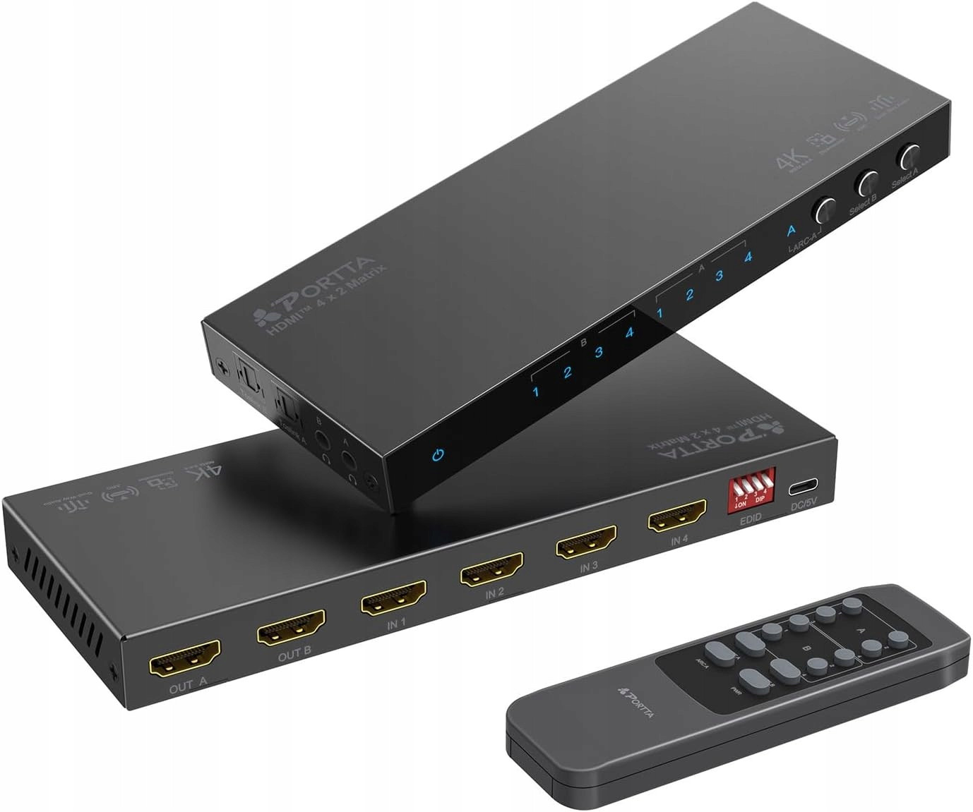 4K 60Hz Hdmi Matrix 4x2, Portta 4v2 Out Switch Splitter s Toslink L408