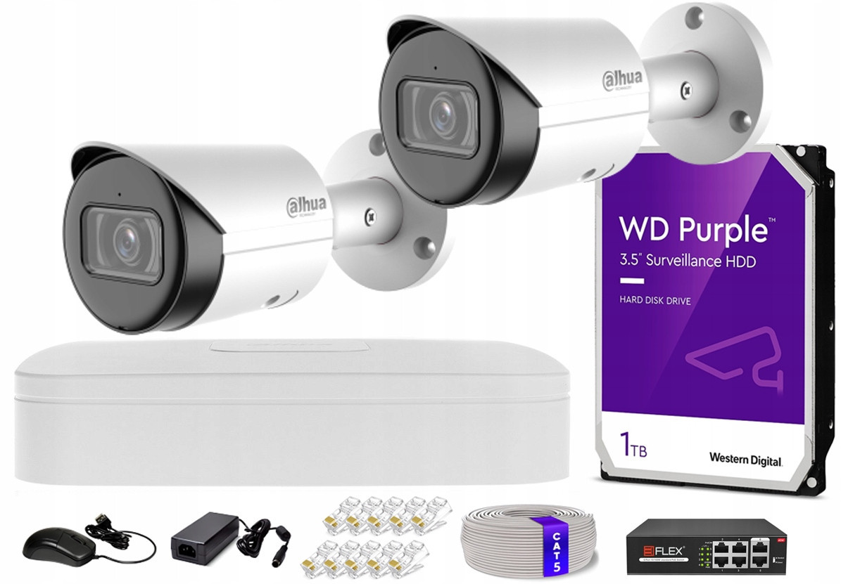 Ip monitoring Pro rozšíření 2 4Mpx kamery Dahua Vypalovačka 4 Kanály 1TB disk