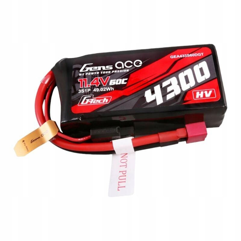 Gens Ace Výkonná Akumulátor Baterie 4300MAH 3S1P 11.4V 60C Konektor T-plug