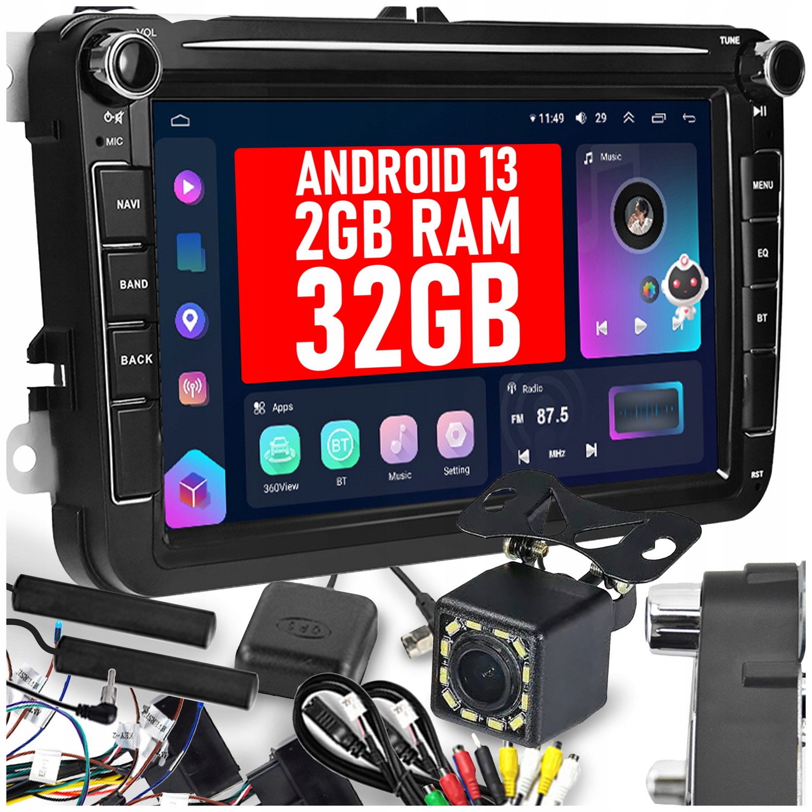 Navigace 2 Din Radio Vw Passat B6 B7 Golf 5 V 6 VI Android 13 2GB/32GB