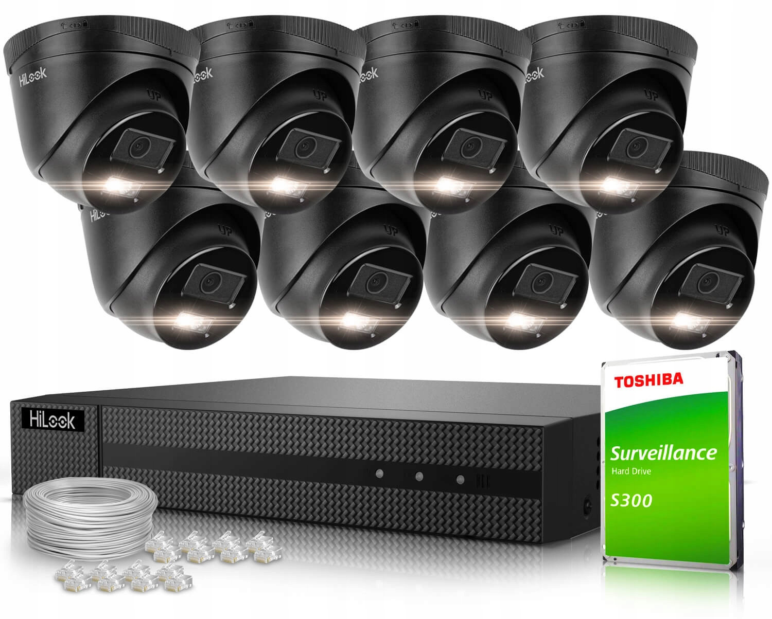 Monitorovací sada 8x IPCAM-T4-30DL Black 4MPx HiLook by Hikvision