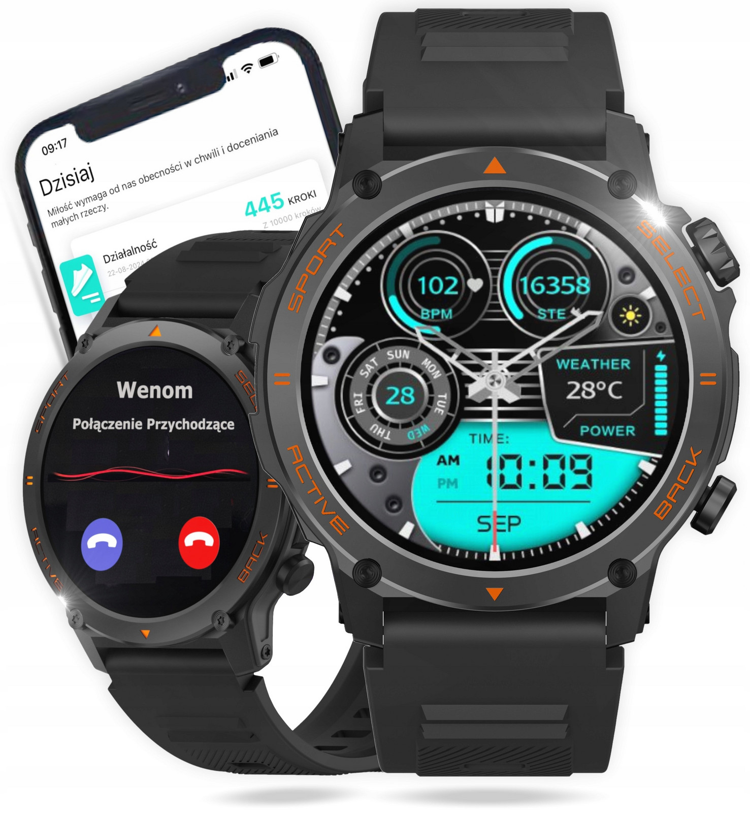 Chytré Hodinky Hodinky smart watch Menu Polské Amoled Tlak Tepová frekvence Sport