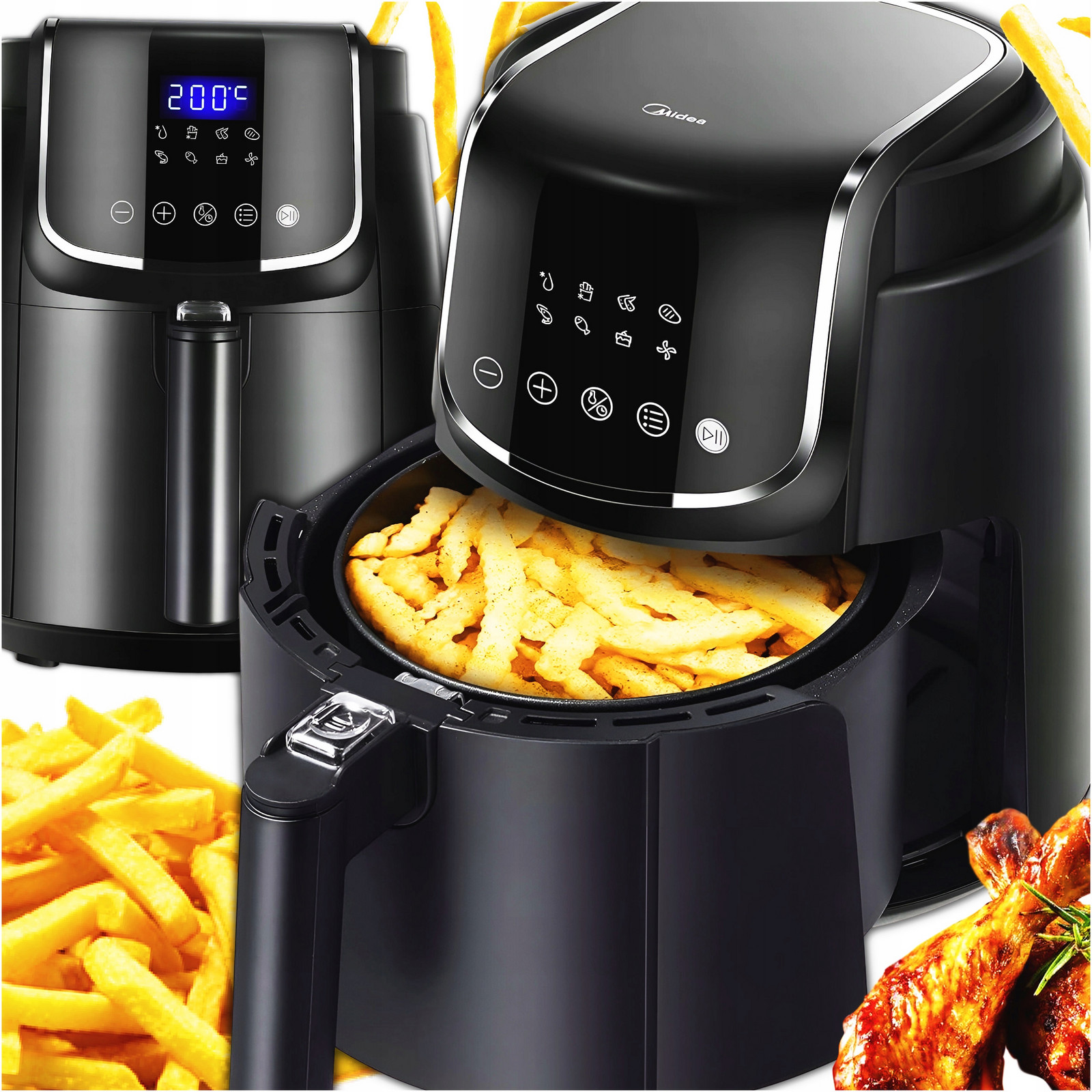 Fritéza Bez Tuku Midea MF-CN35C2 1500W 3,5L 8 Programů Časovač