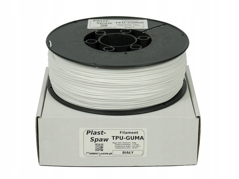 Filament PlastSpaw Tpu Bílá Flex White 0,9kg 1,75mm Gumový filament