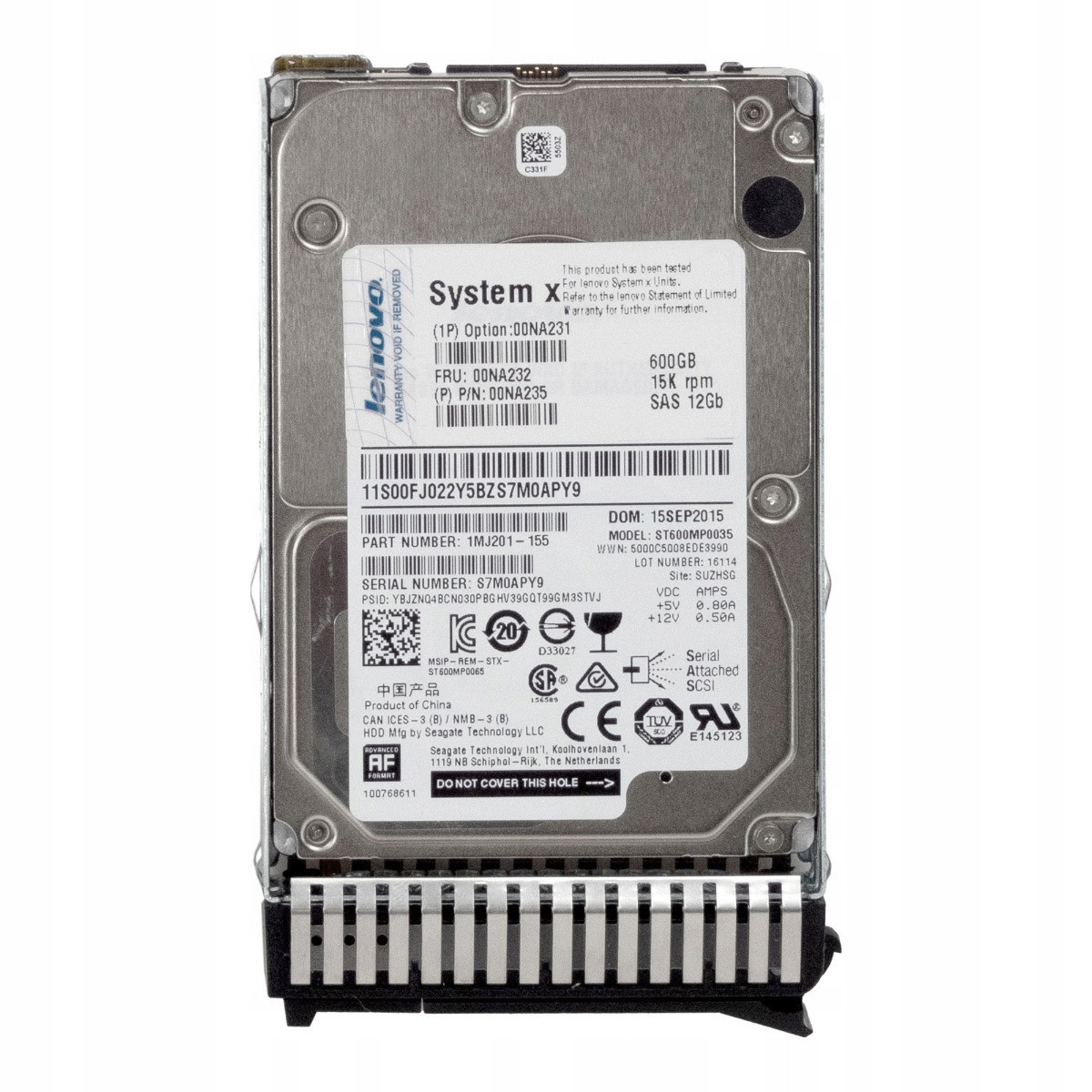 Lenovo 00NA232 600GB 15K SAS-3 00NA231 00NA235 ST600MP0035