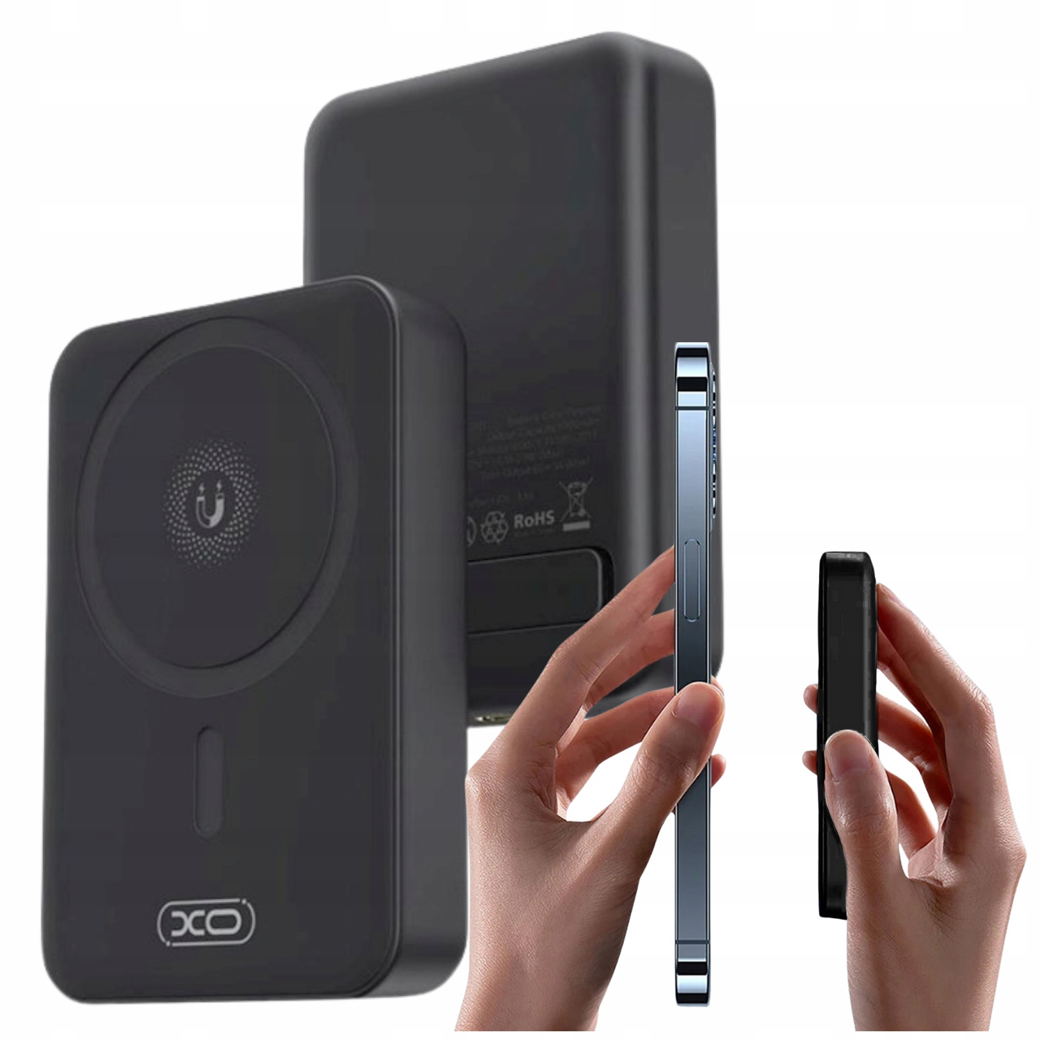 Xo Magnetická powerbanka 10000mAh kompatibilní s Magsafe černá na magnet