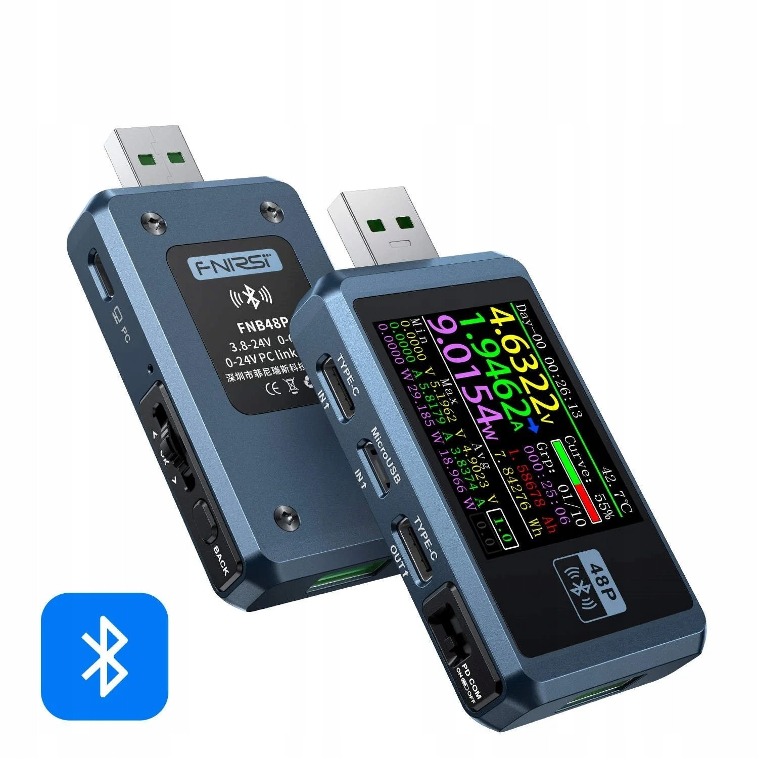 Fnirsi FNB48P Usb metr s Bluetooth