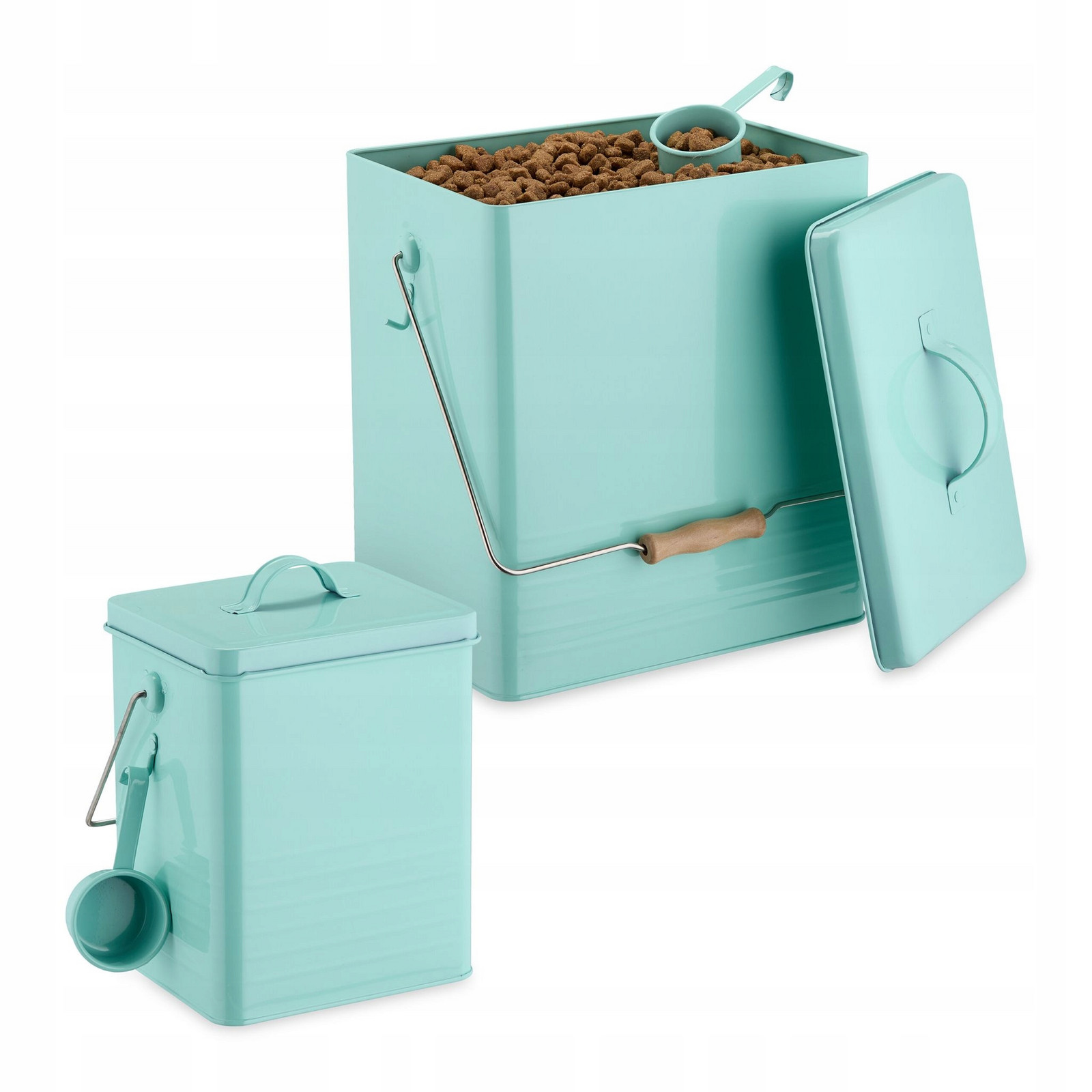 Zásobník na krmivo pro zvířata lžící víkem Krabička Pěkná Mátová 2ks